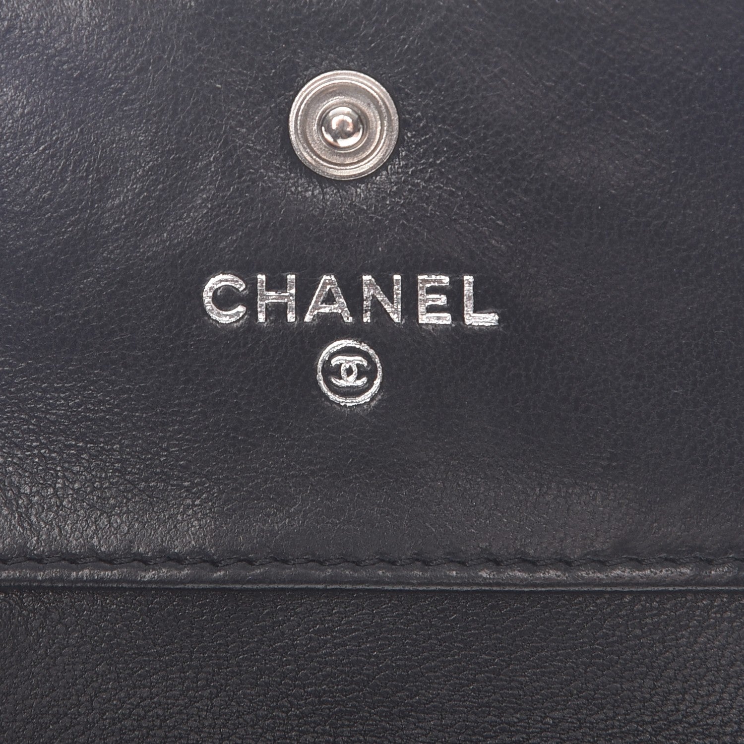 Chanel Lambskin Camellia Embossed Small Double Wallet Black 6 of 9