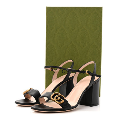 Gucci Lifford Calfskin GG Marmont Ankle Wrap 75mm Sandals 39 Black 10 of 10