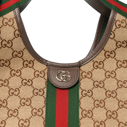 Gucci Monogram Web Small Giglio Tote Beige Dark Brown 8 of 10