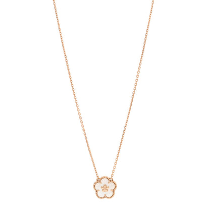 Van Cleef & Arpels 18K Rose Gold Mother Of Pearl Lucky Spring Plum Blossom Necklace 1 of 6