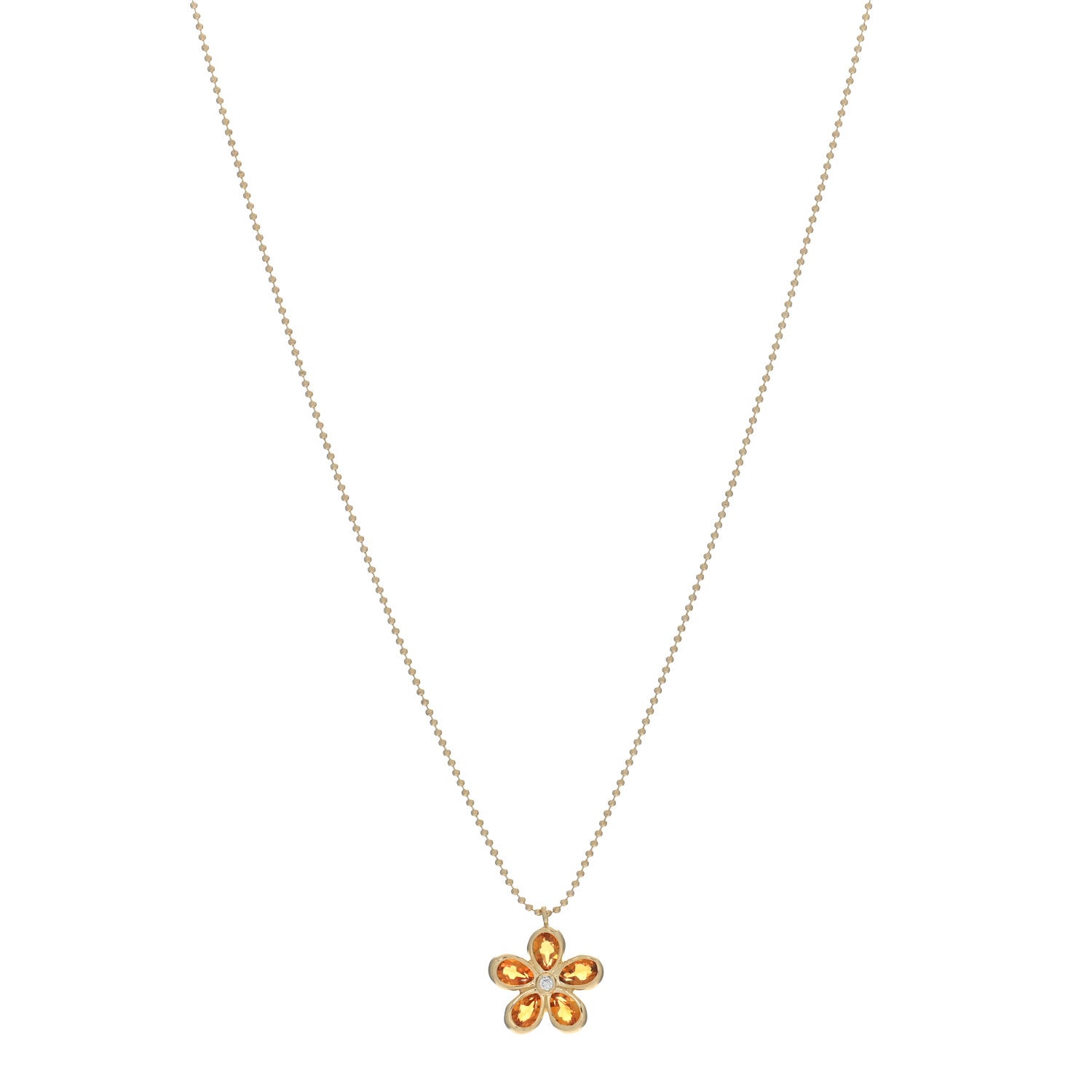 Tiffany 18K Yellow Gold Citrine Diamond Sparklers Flower Pendant Necklace 1 of 4