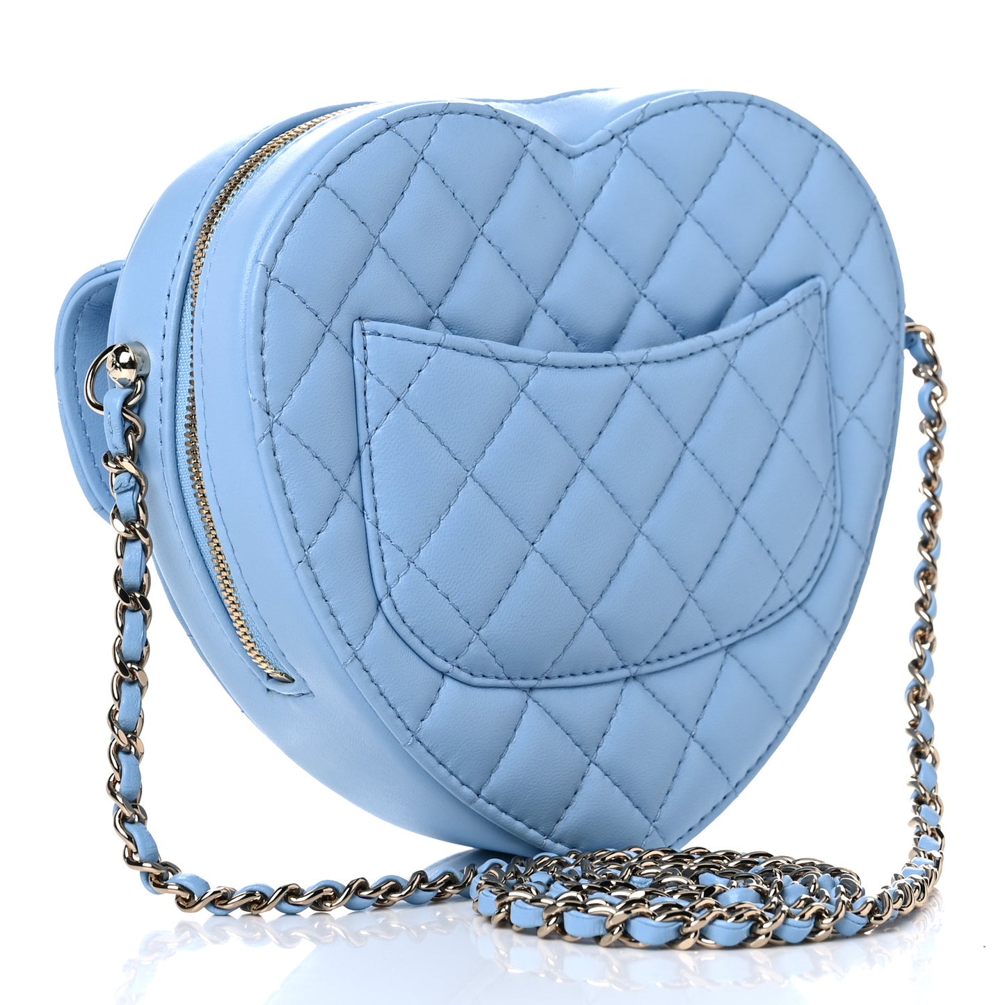 Lambskin Quilted CC In Love Heart Bag Light Blue