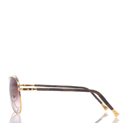 Louis Vuitton Damier Ebene Conspiration Pilote Sunglasses Z0202U Gold 2 of 7
