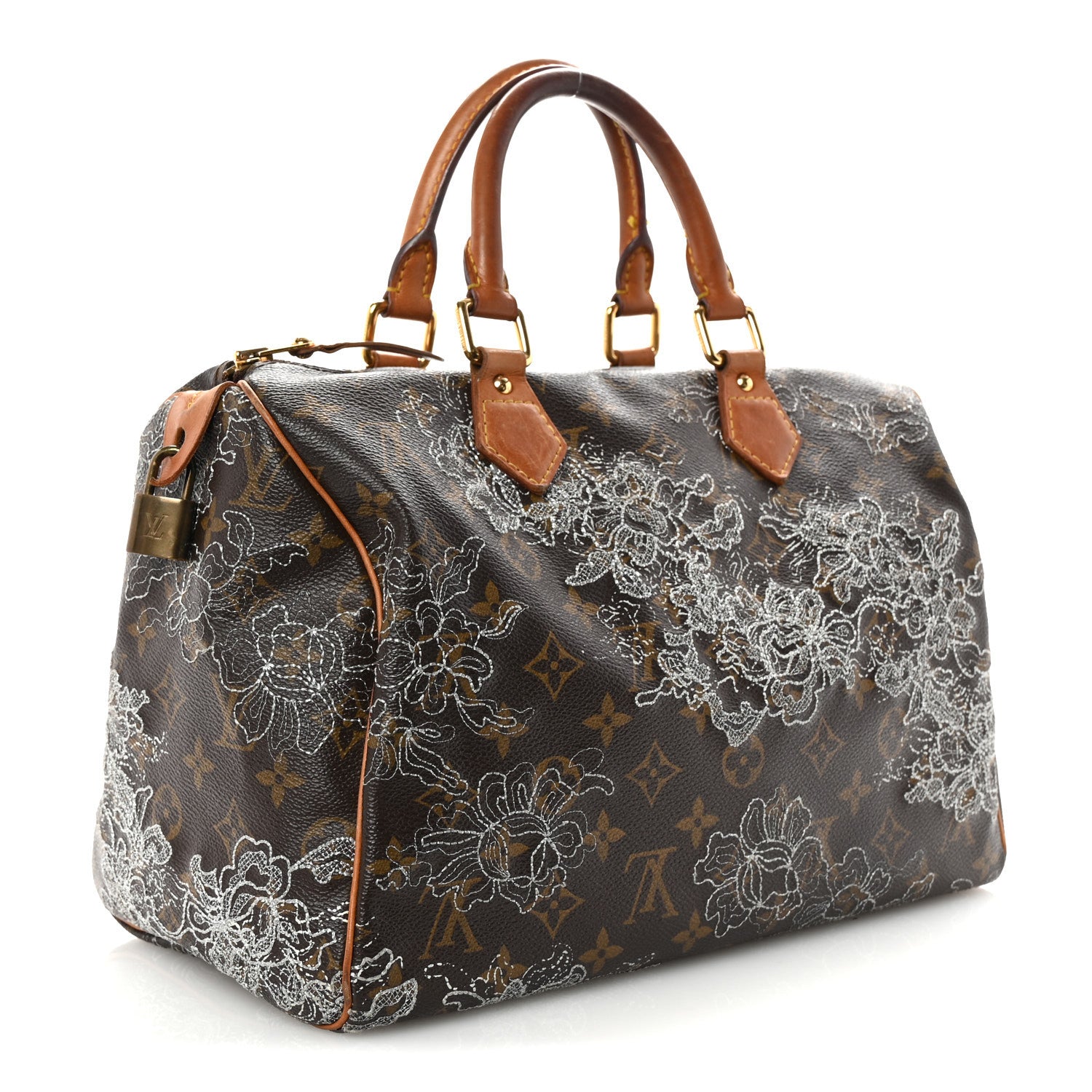 Louis Vuitton Monogram Dentelle Speedy 30 Silver 3 of 9