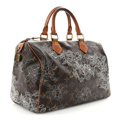 Louis Vuitton Monogram Dentelle Speedy 30 Silver 3 of 9