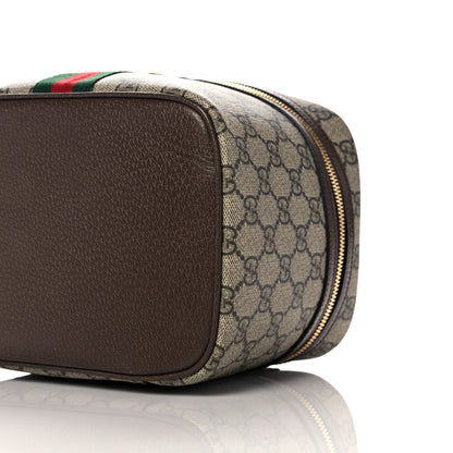 Gucci GG Supreme Monogram Textured Calfskin Web Small Ophidia Vanity Cosmetic Case Beige Ebony New Acero 10 of 12