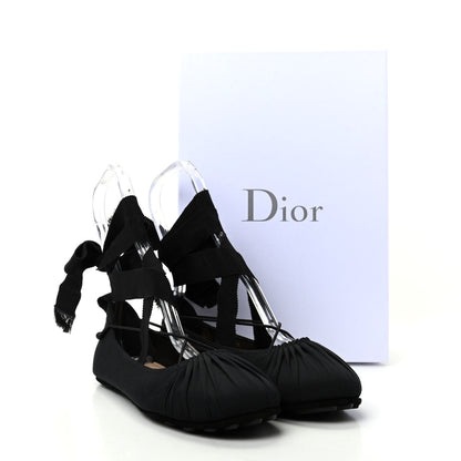 Christian Dior Grosgrain Ribbon Etoile Ballet Flats 37 Black 11 of 11