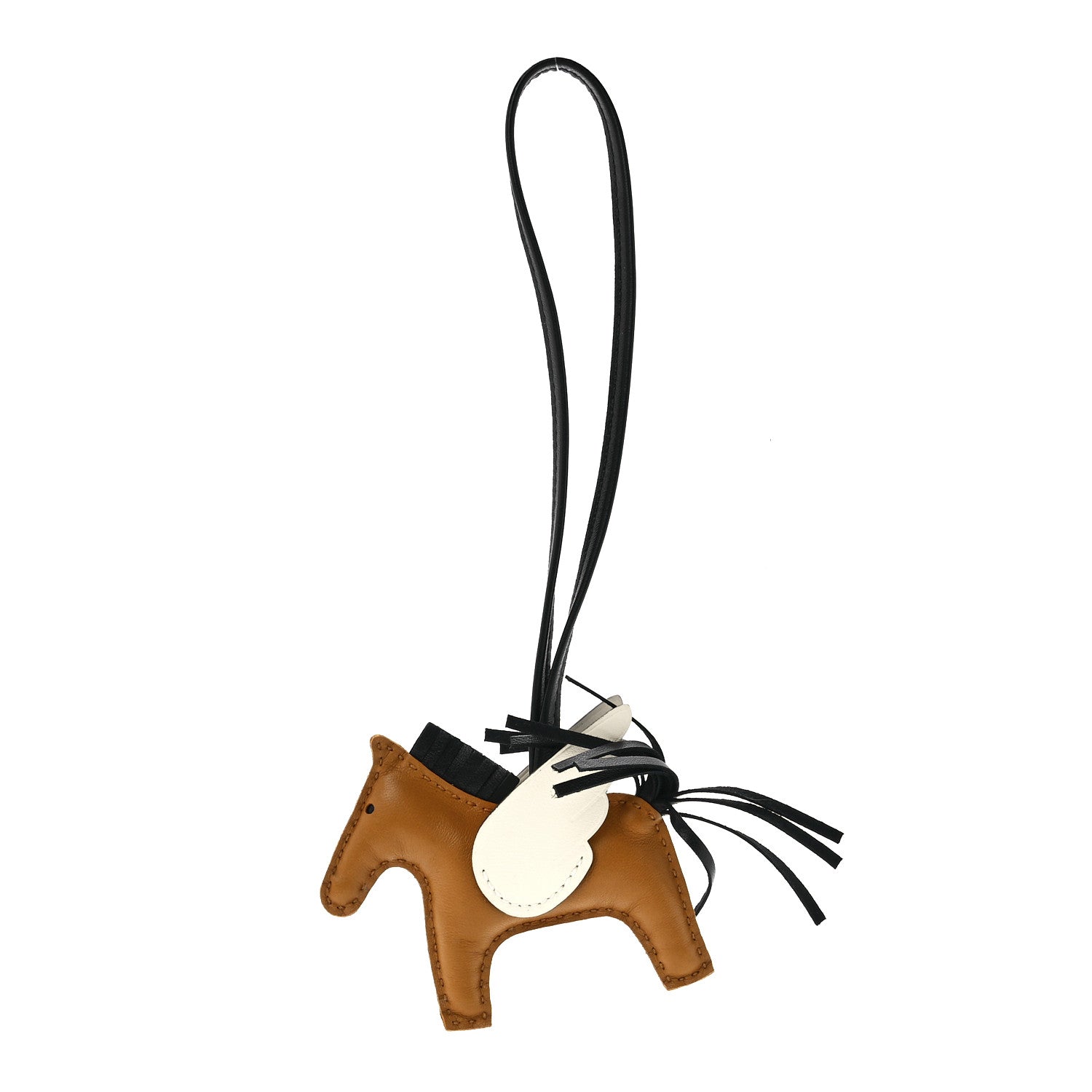 Hermes Milo Lambskin Grigri Rodeo Pegase Horse Bag Charm PM Sesame Black Nata 1 of 5