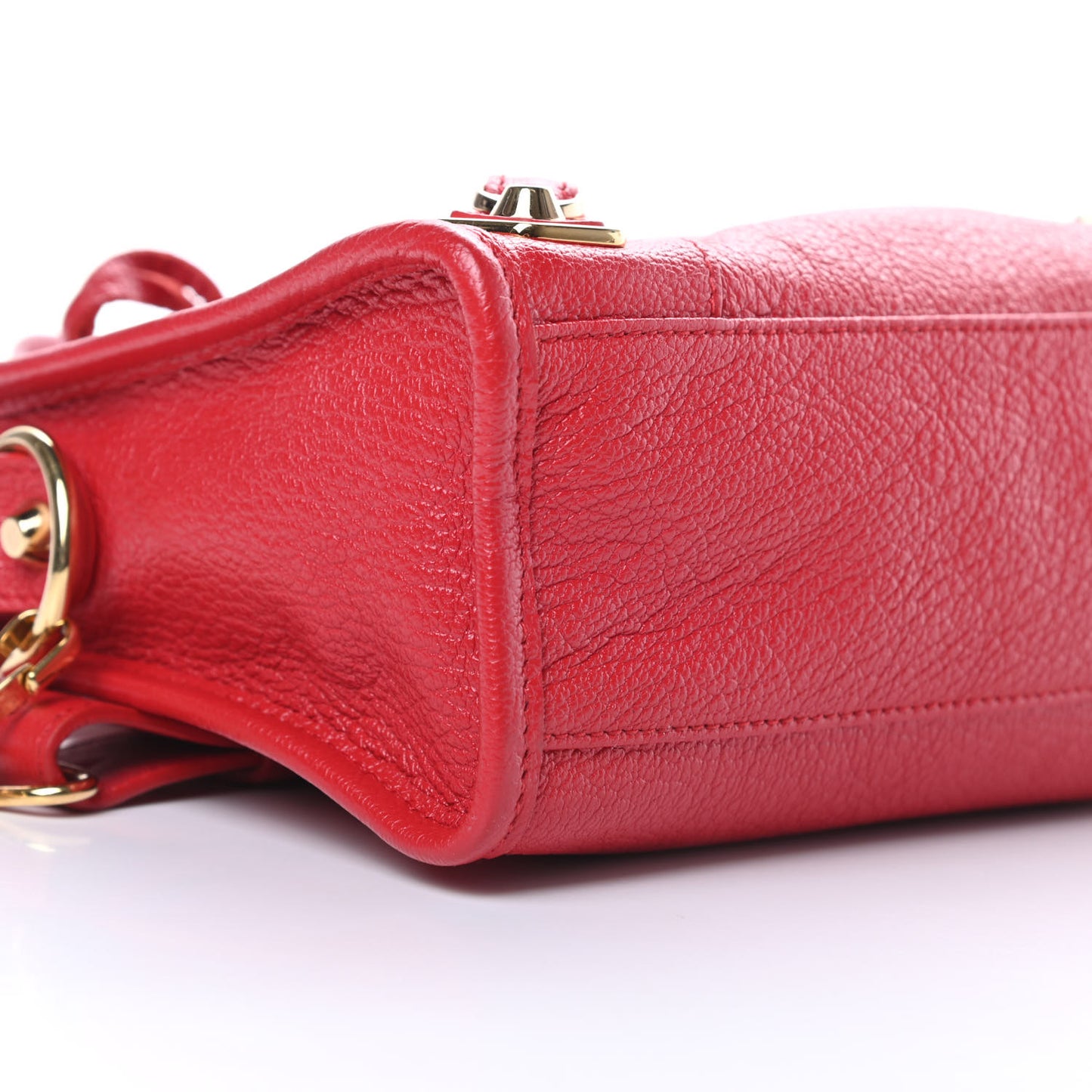 Chevre Gold Metallic Edge Hardware Mini City Rouge Grenade