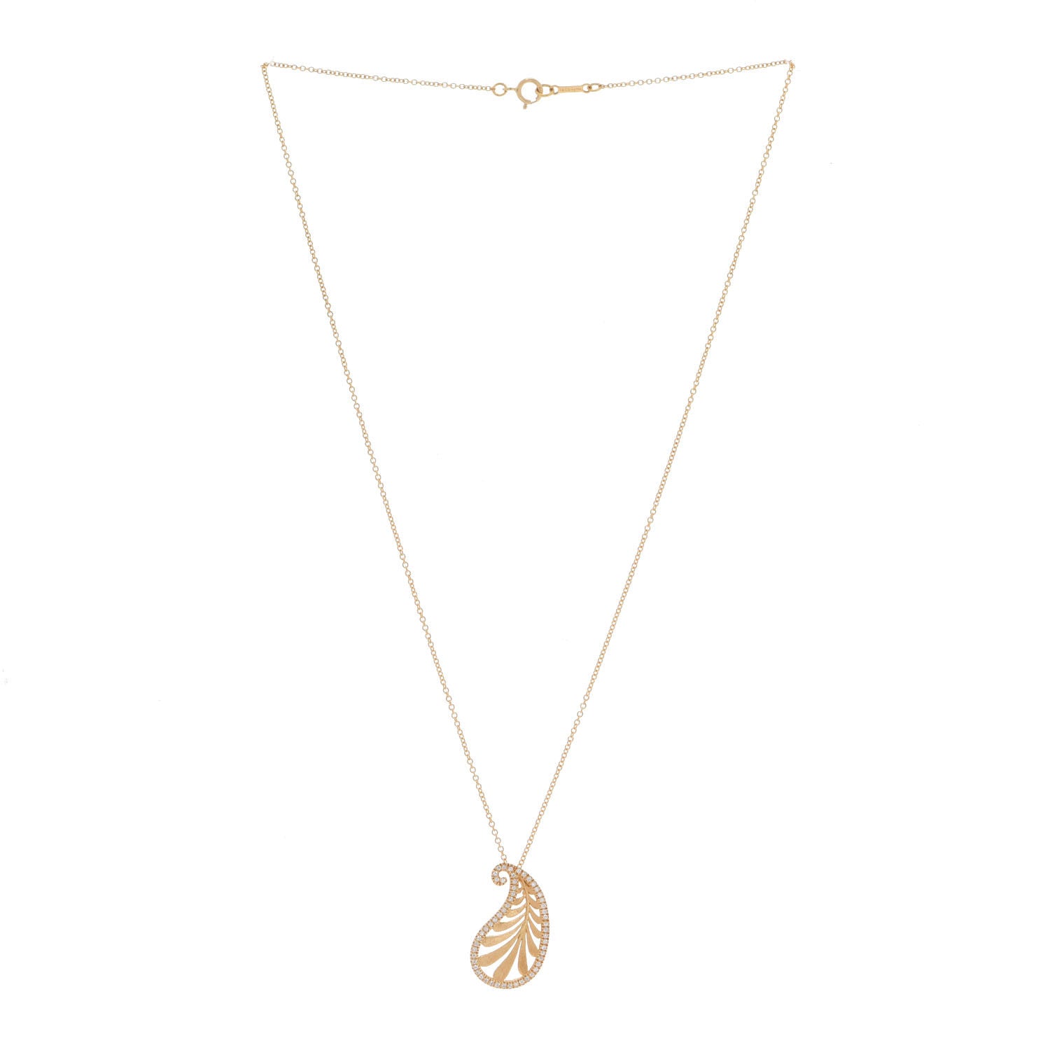 Tiffany 18K Yellow Gold Diamond Paloma Picasso Villa Palm Pendant Necklace 3 of 5