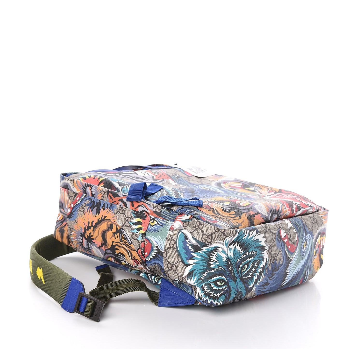 Soft GG Supreme Monogram Animal Faces Childrens Tote Backpack Beige Ebony Multicolor Electric Blue Military Fresia