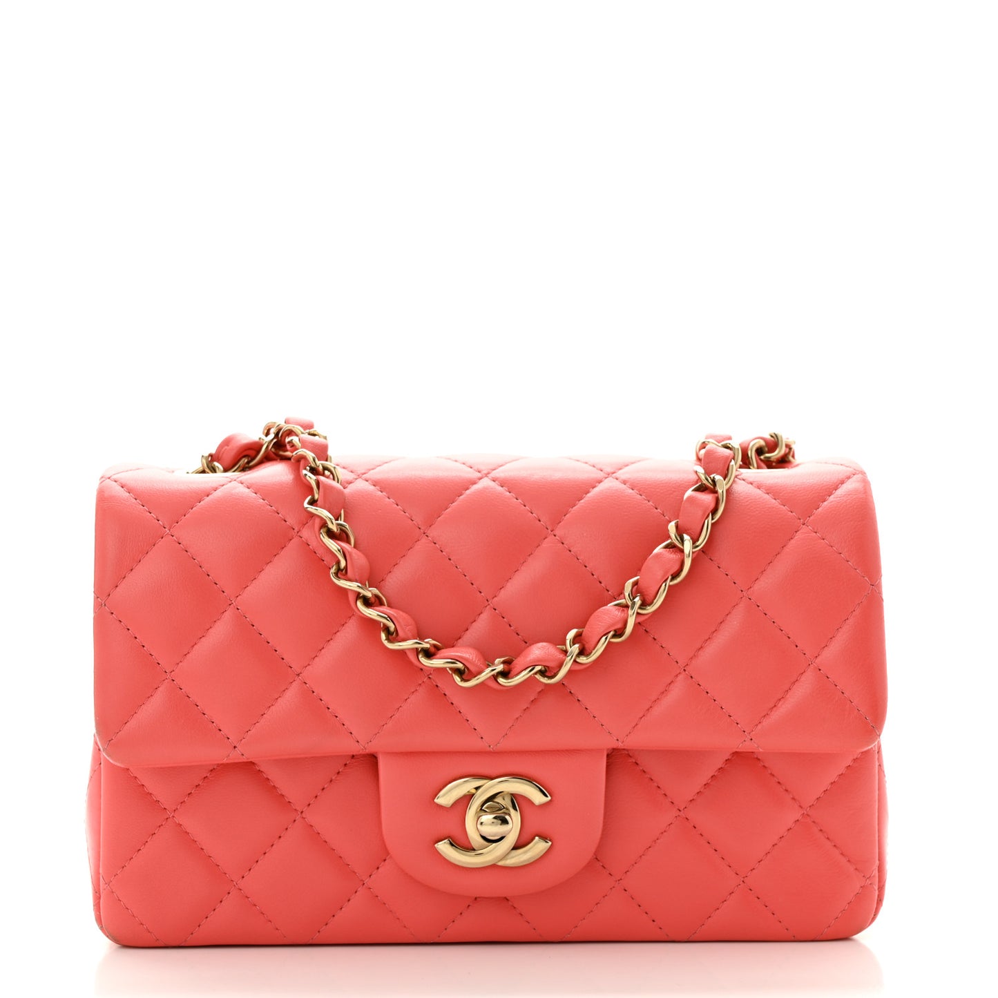 Lambskin Quilted Mini Rectangular Flap Pink