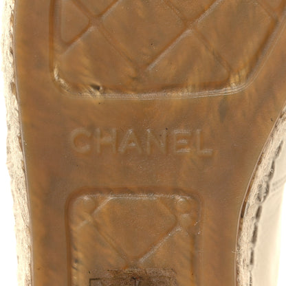 Chanel Metallic Calfskin Grosgrain CC Espadrilles 38 Ivory Black 8 of 9