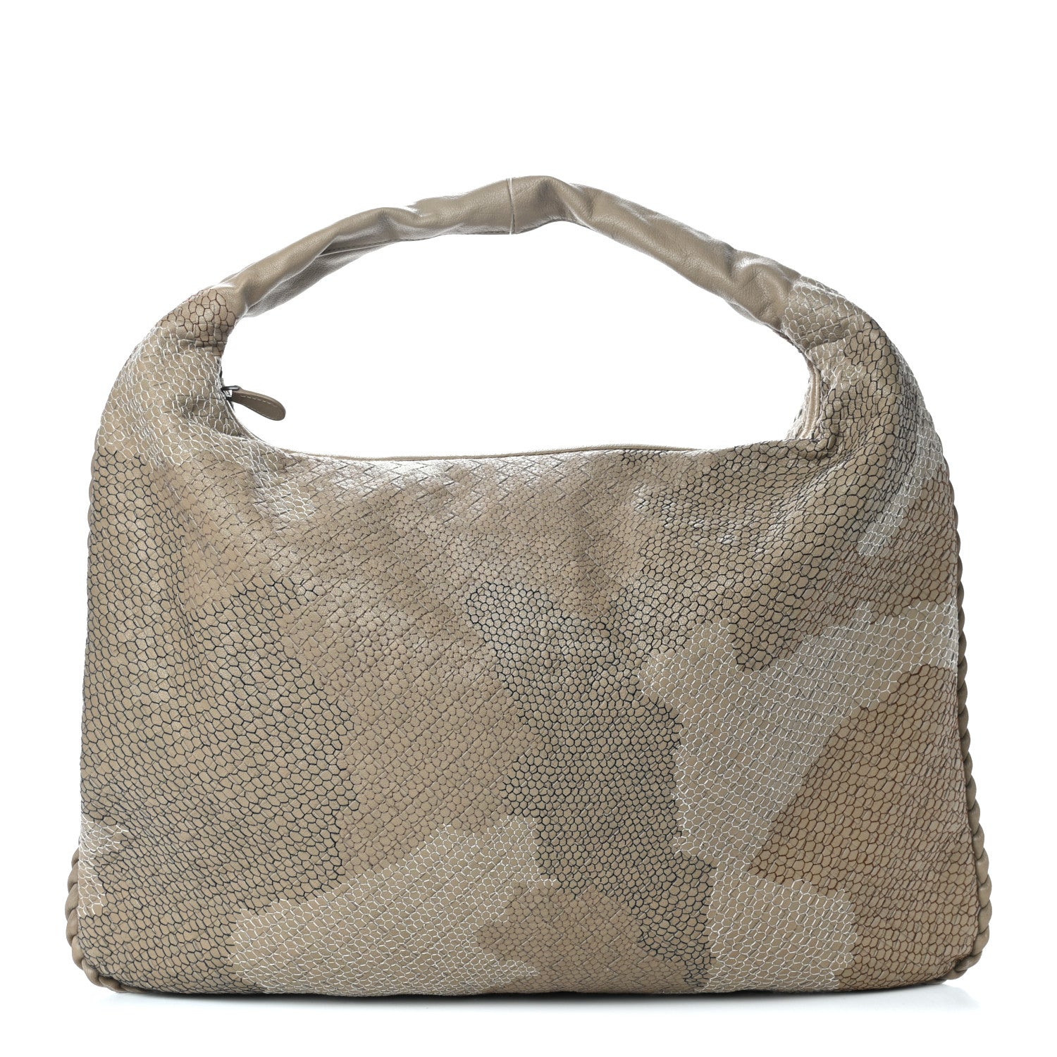 Bottega Veneta Nappa Intrecciato Camo Embroidered Maxi Veneta Hobo Taupe 1 of 8