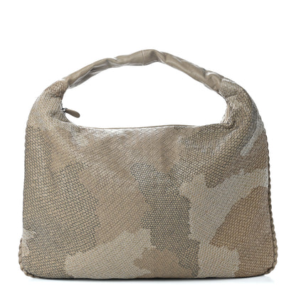 Bottega Veneta Nappa Intrecciato Camo Embroidered Maxi Veneta Hobo Taupe 1 of 8