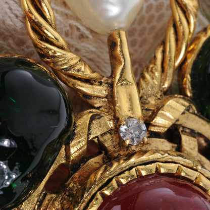 Chanel Gripoix Poured Glass Crystal Pearl Brooch Gold 6 of 7