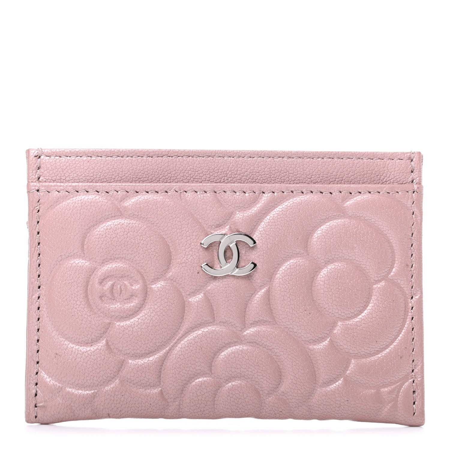 Chanel Goatskin Camellia Embossed Card Holder Light Pink 1 of 7