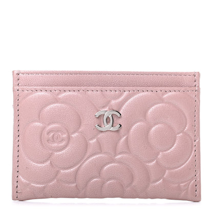 Chanel Goatskin Camellia Embossed Card Holder Light Pink 1 of 7