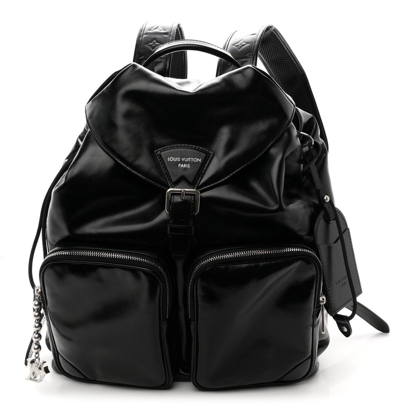 Shiny Calfskin Montsouris Cargo Backpack Black