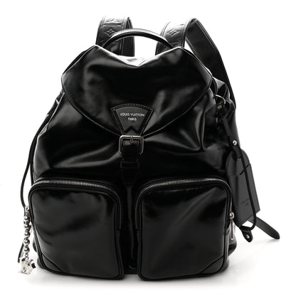 Louis Vuitton Shiny Calfskin Montsouris Cargo Backpack Black 1 of 10