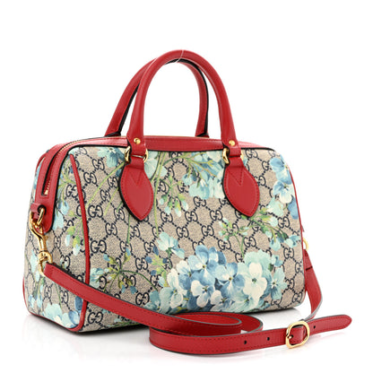 Gucci GG Supreme Monogram Blooms Small Boston Beige Blue Navy Hibiscus Red 3 of 10
