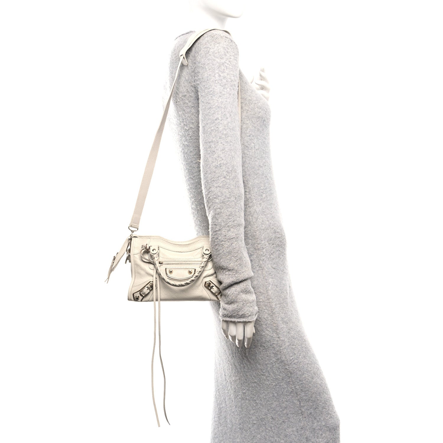 Balenciaga Chevre Gold Metallic Edge Hardware Mini City Ivory