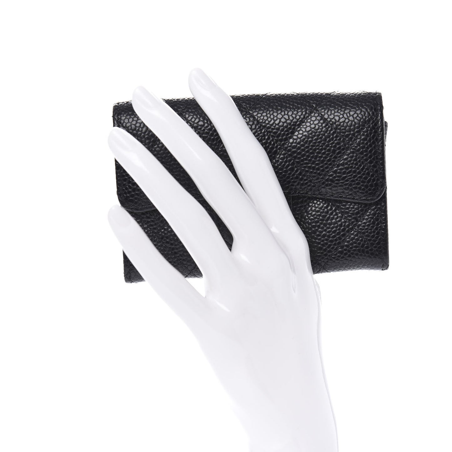 Caviar Quilted Flap Card Holder Black