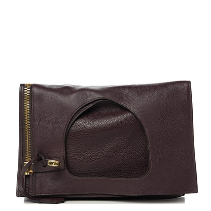 Tom Ford Ramskin Large Alix Padlock Zip Shoulder Bag Wine 2 of 10