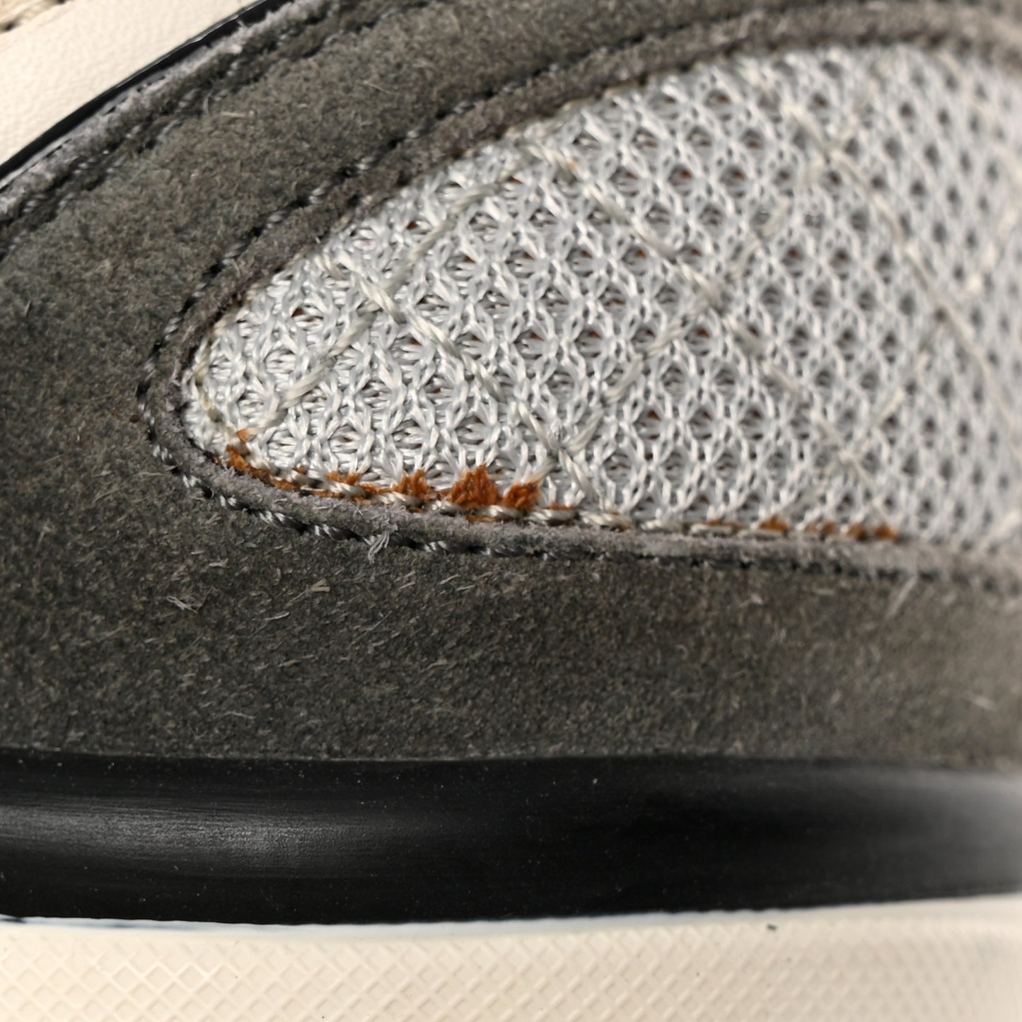 Mesh Suede Calfskin Womens CC Sneakers 37.5 Grey