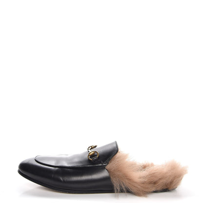 Gucci Calfskin Fur Womens Princetown Slippers 40 Black 1 of 9