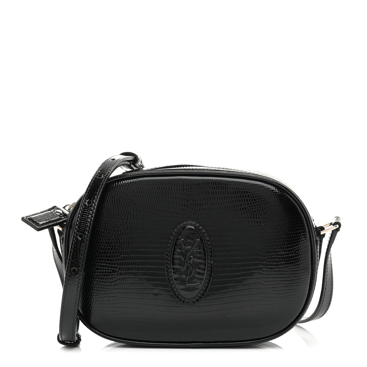 Calfskin Lizard Embossed Le 61 Camera Bag Black