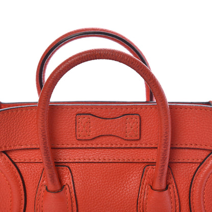 Celine Drummed Calfskin Nano Luggage Vermillion 10 of 15