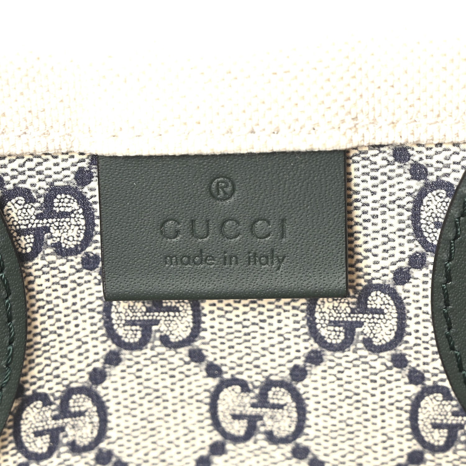 Gucci Canvas Calfskin Logo Print Medium Tote Bag Green 7 of 12