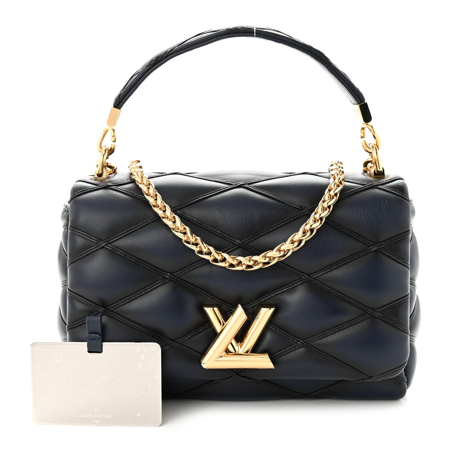 Lambskin Malletage Top Handle GO-14 MM Bleu Marine