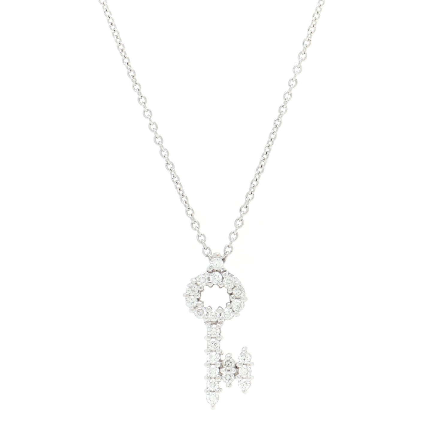 18K White Gold Diamond Tiny Treasures Baby Key Pendant Necklace
