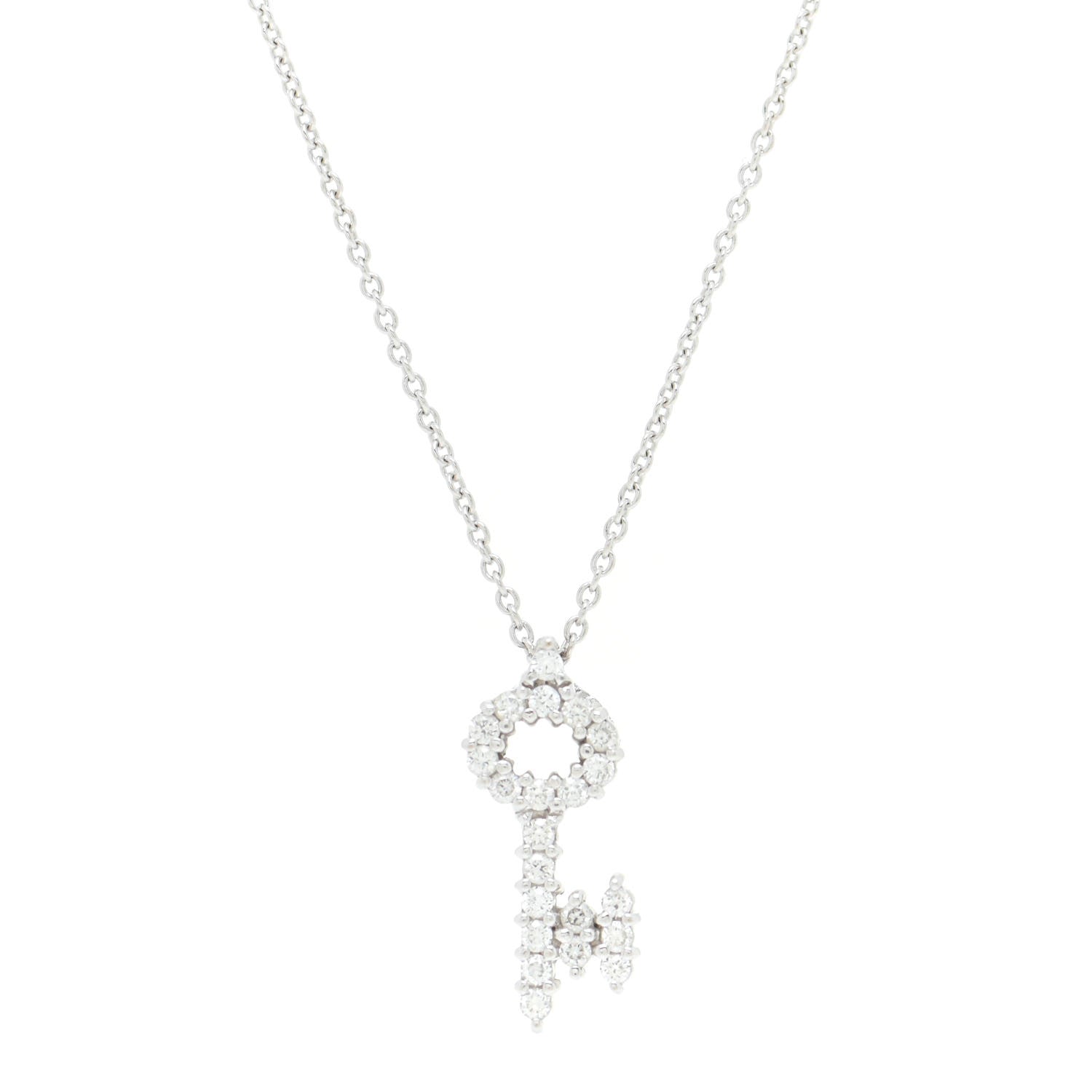 Roberto Coin 18K White Gold Diamond Tiny Treasures Baby Key Pendant Necklace 4 of 6