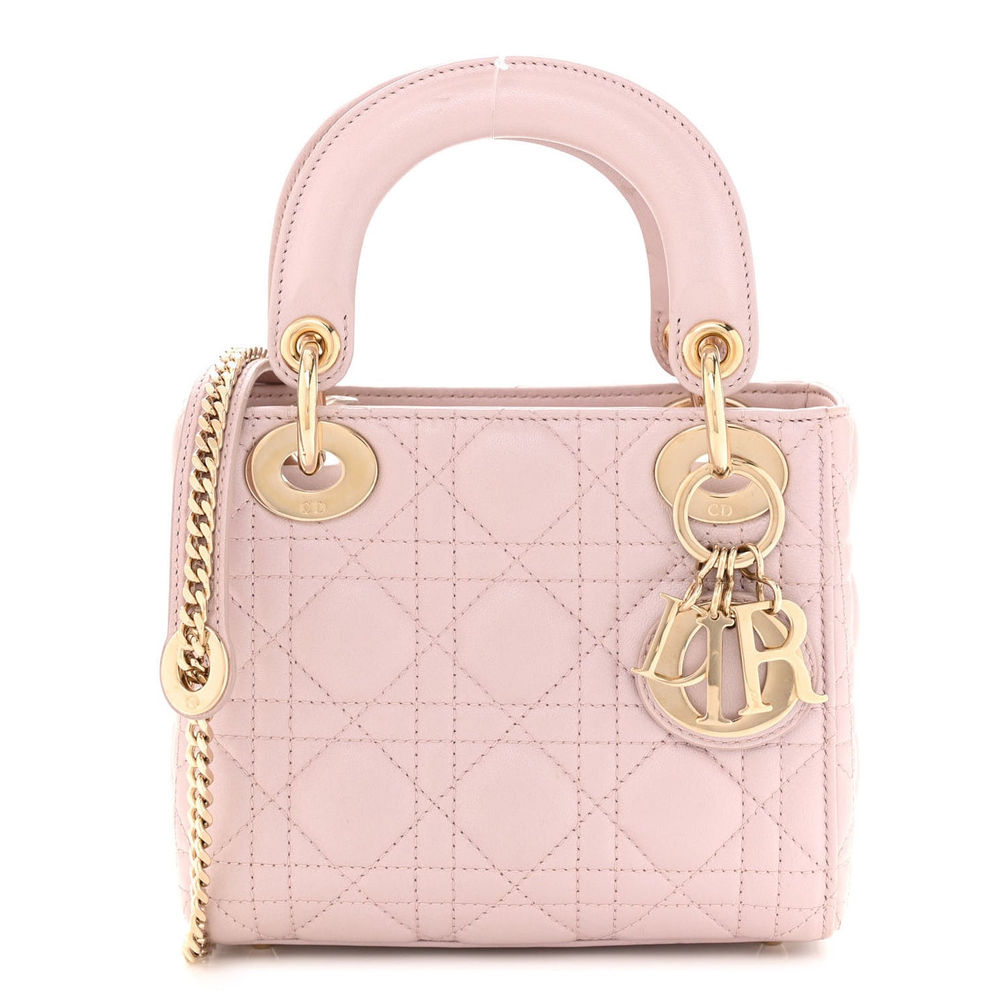 Lambskin Cannage Mini Lady Dior Rose Clair
