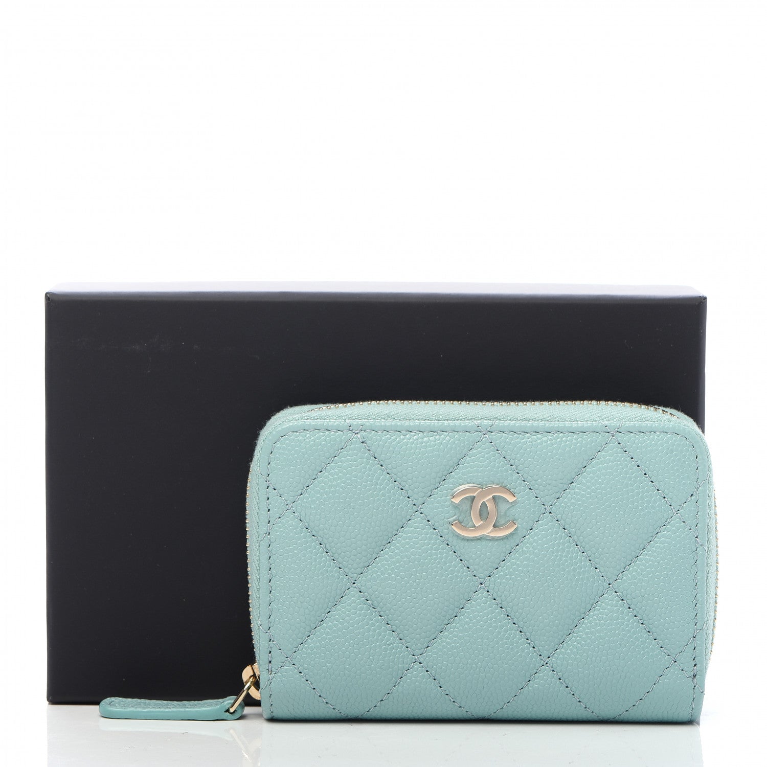 Chanel Caviar Quilted Zip Coin Purse Light Blue 10 of 10