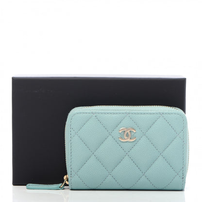 Chanel Caviar Quilted Zip Coin Purse Light Blue 10 of 10