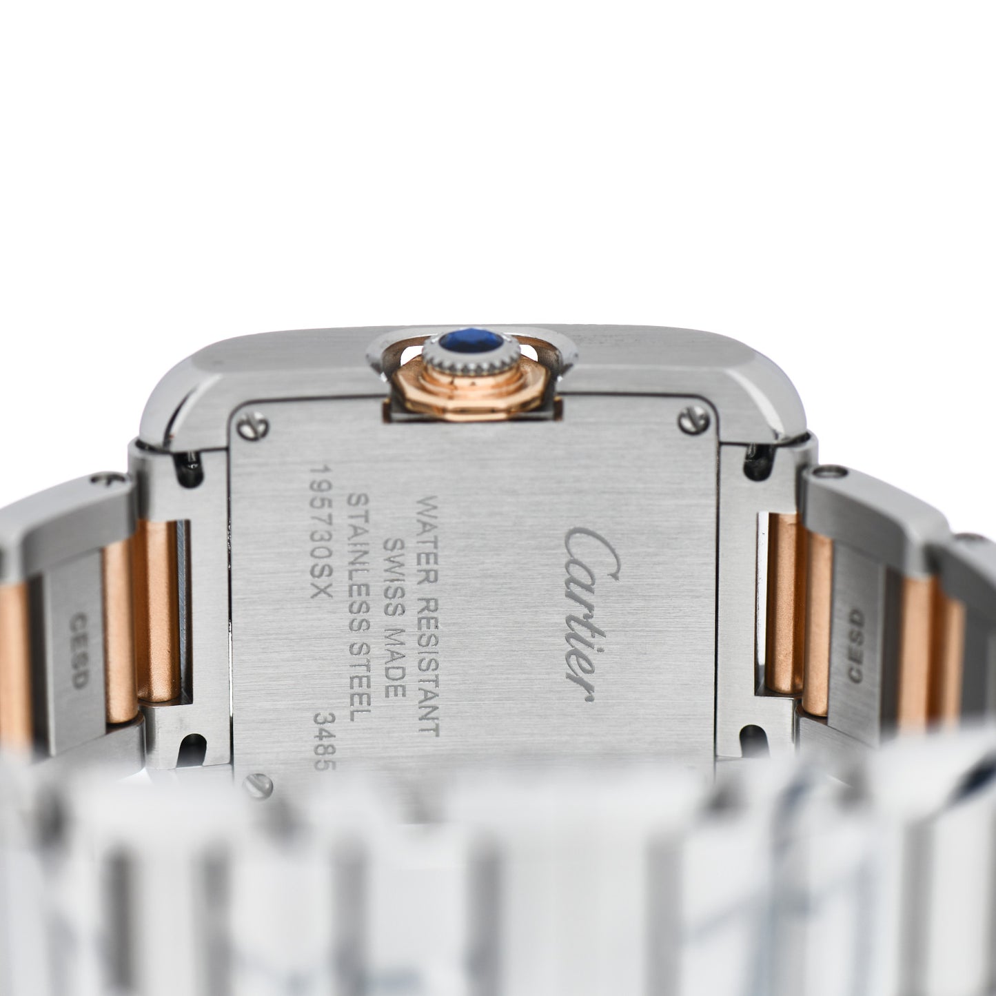 Stainless Steel 18K Pink Gold 30mm Tank Anglaise Quartz Watch