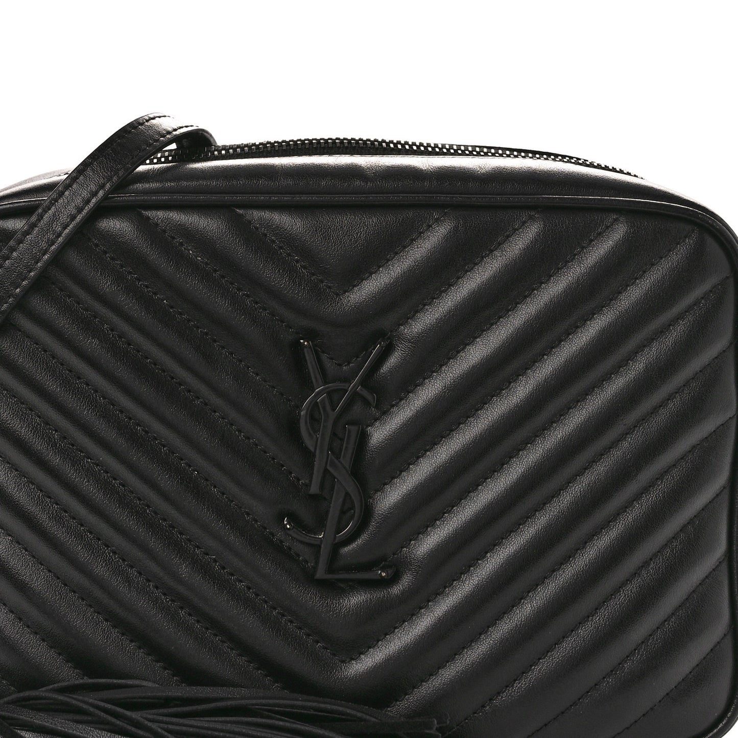 SAINT LAURENT Calfskin Matelasse Monogram Monochrome Lou Camera Bag Black
