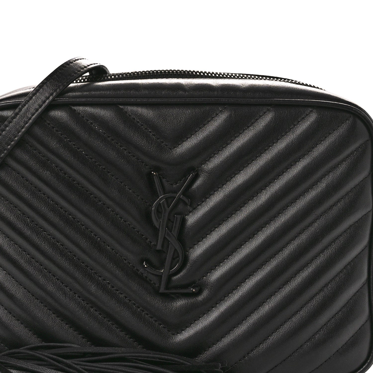Saint Laurent SAINT LAURENT Calfskin Matelasse Monogram Monochrome Lou Camera Bag Black 8 of 16