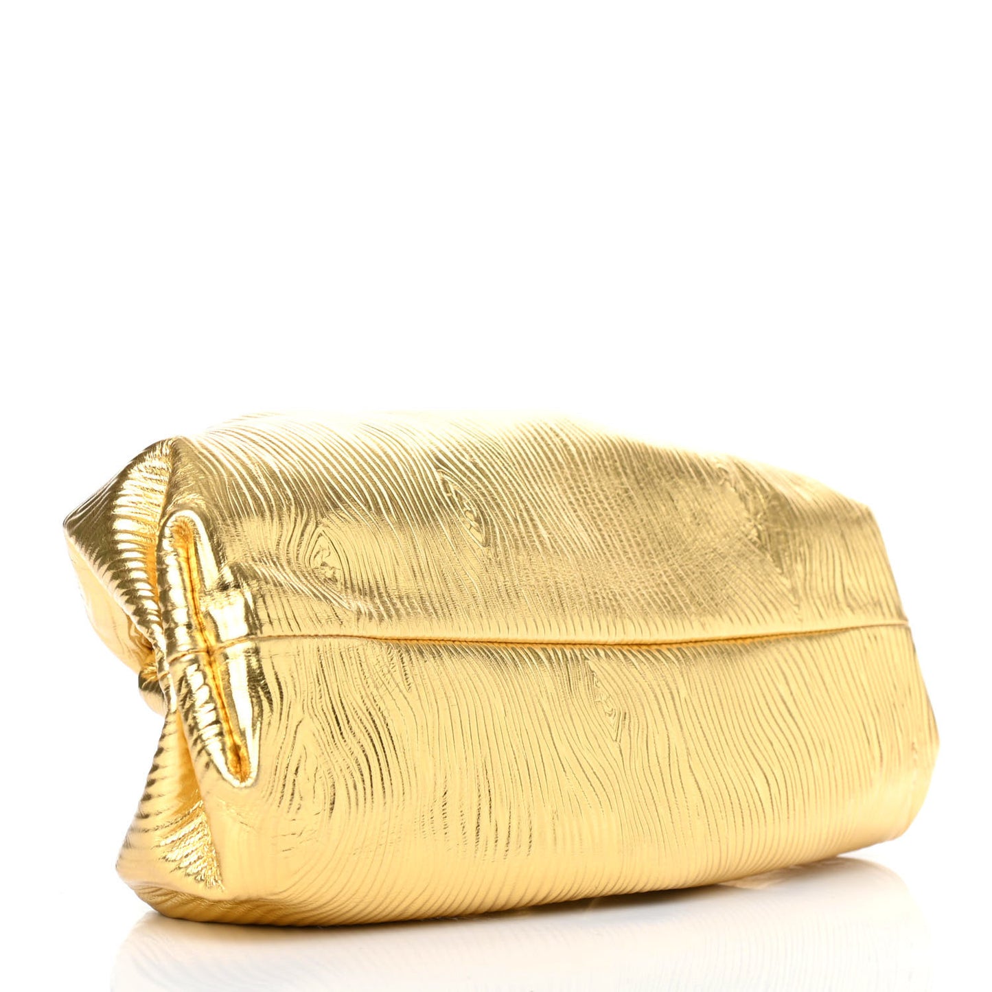 Metallic Bark Calfskin Embossed The Pouch Oversized Clutch Oro