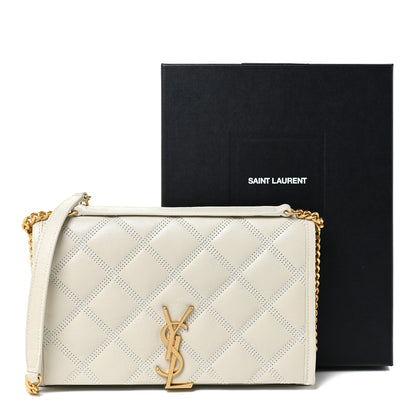 Saint Laurent Lambskin Diamond Quilted Becky Chain Wallet Blanc Vintage 13 of 13