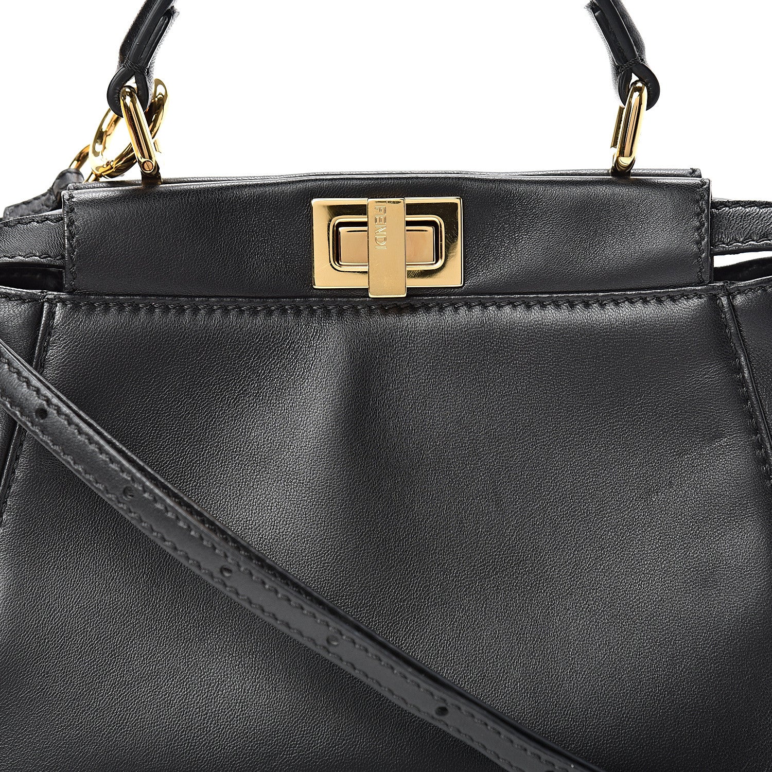 Fendi Nappa Mini Peekaboo Iconic Satchel Black 8 of 12