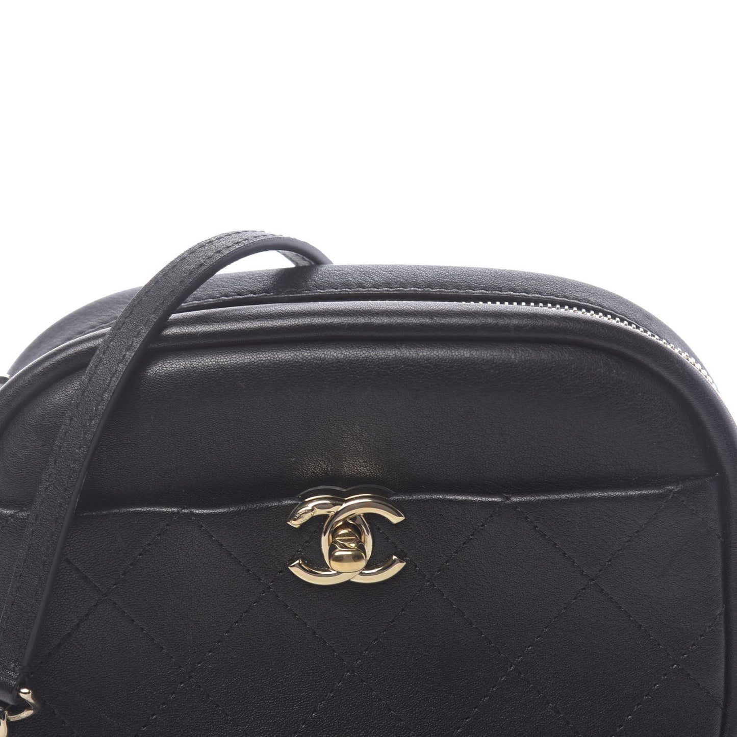 Goatskin Quilted Small Casual Trip Camera Case Black