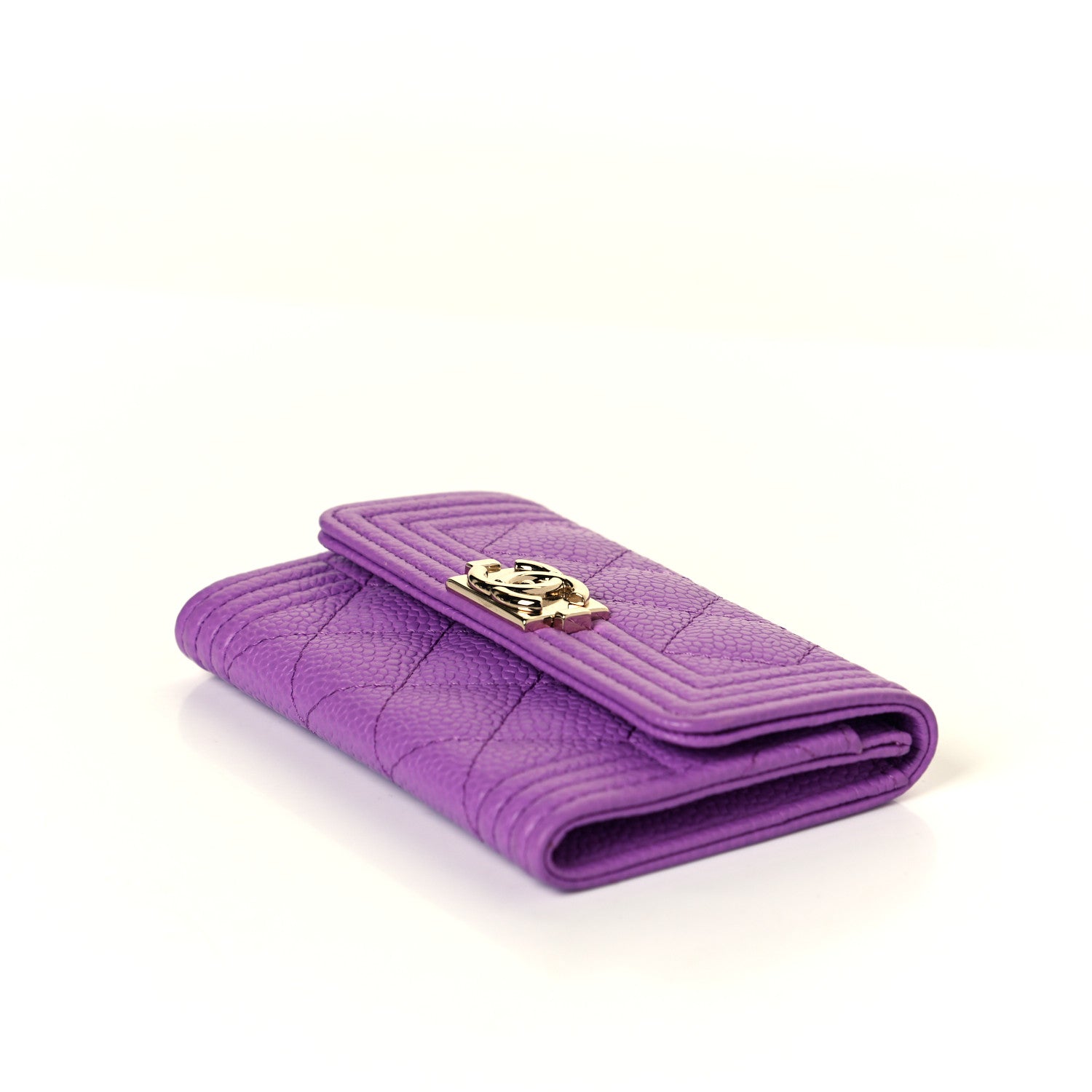 Chanel Caviar Quilted Boy Flap Card Holder Purple 7 of 9