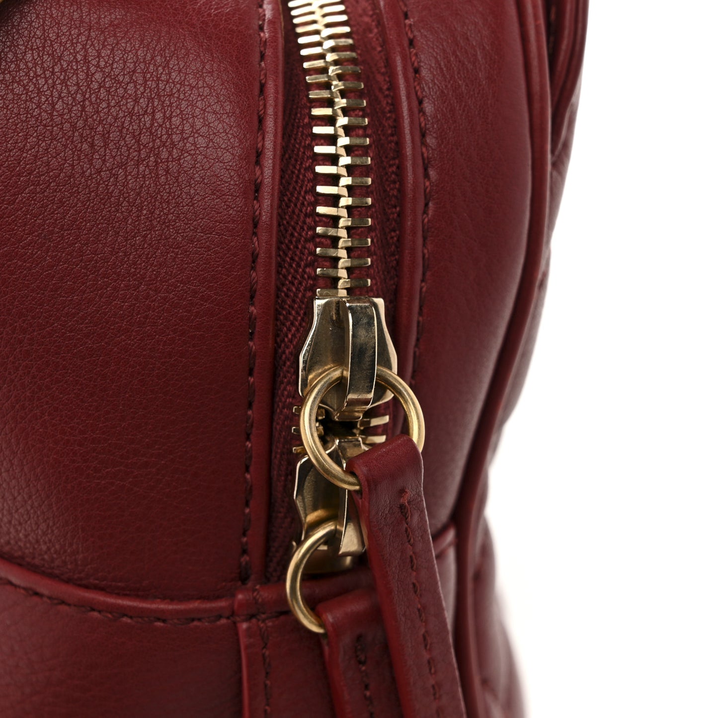 Calfskin Quilted CC Small Vanity Case Dark Red