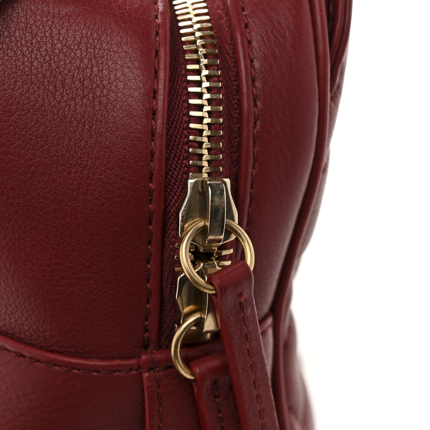 Chanel Calfskin Quilted CC Small Vanity Case Dark Red 12 of 14