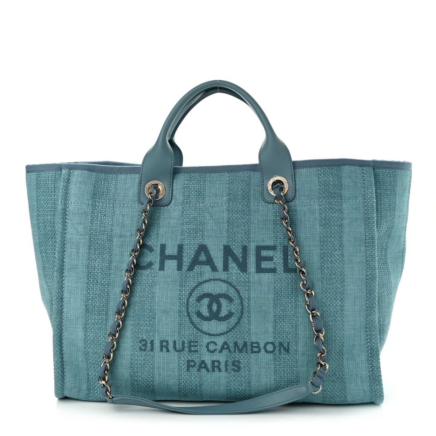 Mixed Fibers Striped Medium Deauville Tote Blue